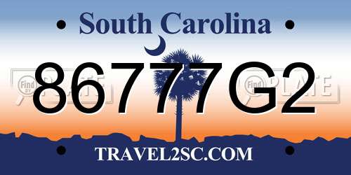 86777G2 South Carolina License Plate