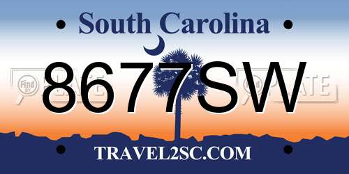 8677SW South Carolina License Plate