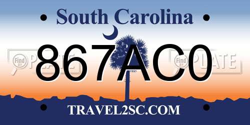 867AC0 South Carolina License Plate