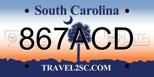 867ACD South Carolina License Plate