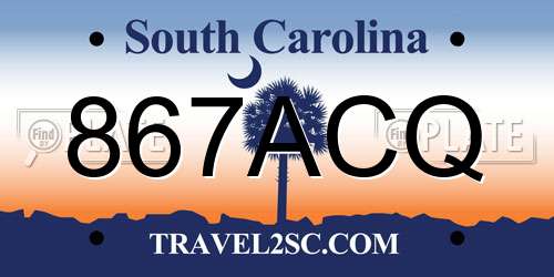 867ACQ South Carolina License Plate