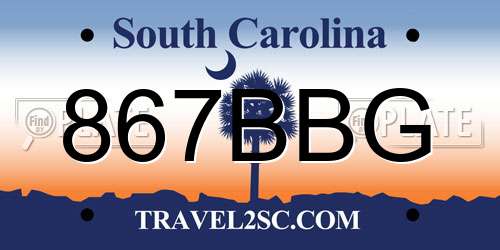 867BBG South Carolina License Plate