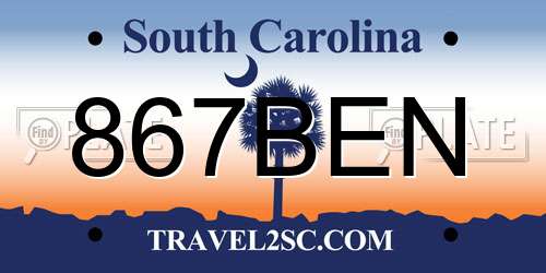 867BEN South Carolina License Plate