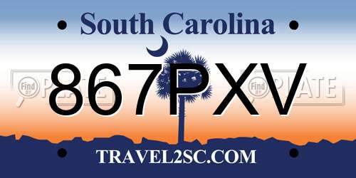 867PXV South Carolina License Plate