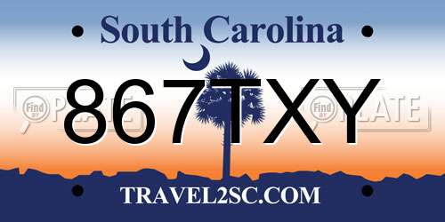867TXY South Carolina License Plate