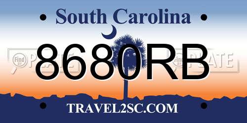 8680RB South Carolina License Plate