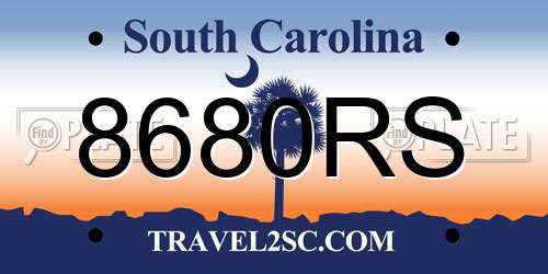 8680RS South Carolina License Plate