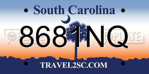8681NQ South Carolina License Plate