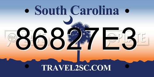 86827E3 South Carolina License Plate