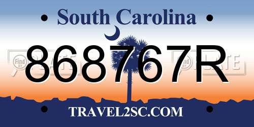 868767R South Carolina License Plate