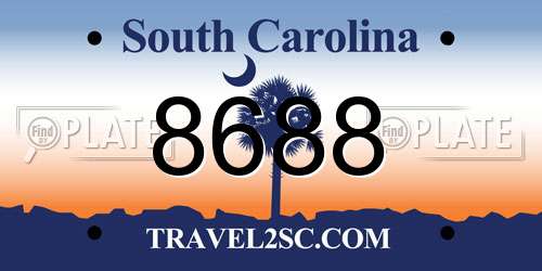 8688 South Carolina License Plate