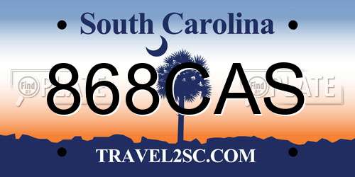 868CAS South Carolina License Plate