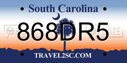 868DR5 South Carolina License Plate