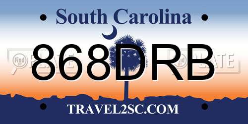 868DRB South Carolina License Plate