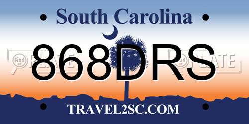 868DRS South Carolina License Plate