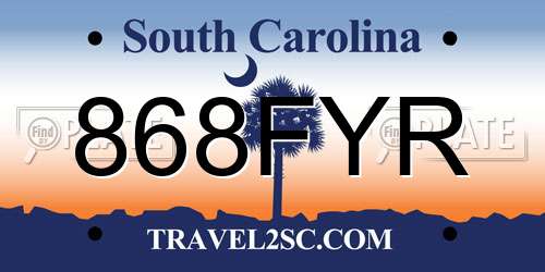 868FYR South Carolina License Plate