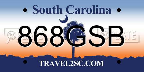 868GSB South Carolina License Plate