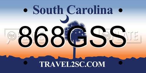 868GSS South Carolina License Plate