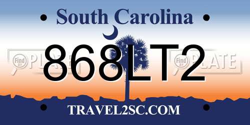 868LT2 South Carolina License Plate