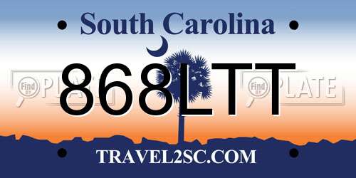 868LTT South Carolina License Plate