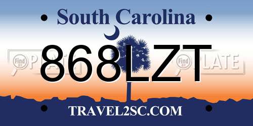 868LZT South Carolina License Plate