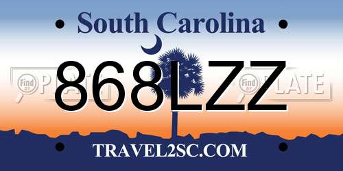 868LZZ South Carolina License Plate