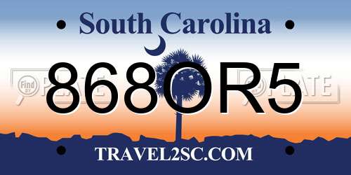 868OR5 South Carolina License Plate
