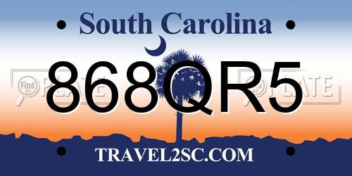 868QR5 South Carolina License Plate