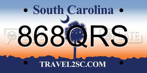 868QRS South Carolina License Plate