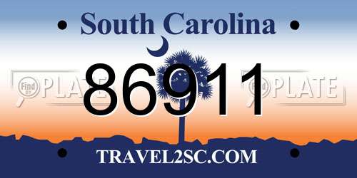 86911 South Carolina License Plate