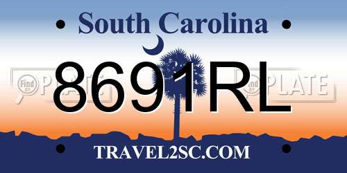 8691RL South Carolina License Plate
