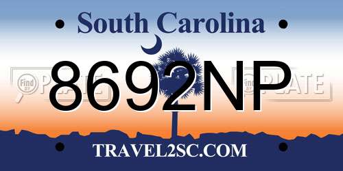 8692NP South Carolina License Plate