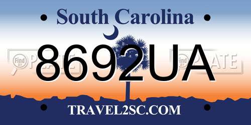 8692UA South Carolina License Plate