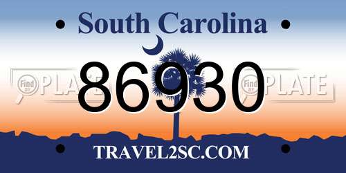 86930 South Carolina License Plate