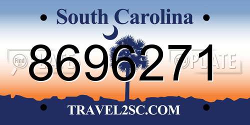8696271 South Carolina License Plate