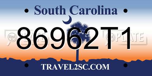 86962T1 South Carolina License Plate