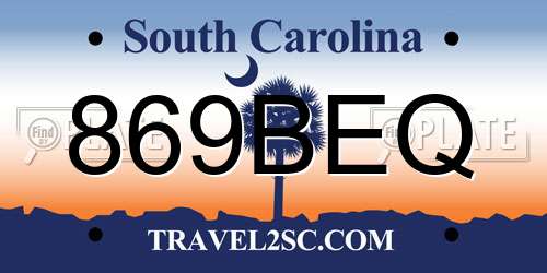 869BEQ South Carolina License Plate