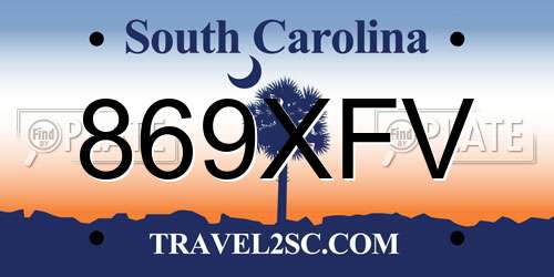 869XFV South Carolina License Plate
