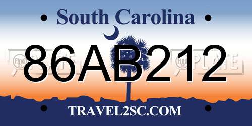 86AB212 South Carolina License Plate