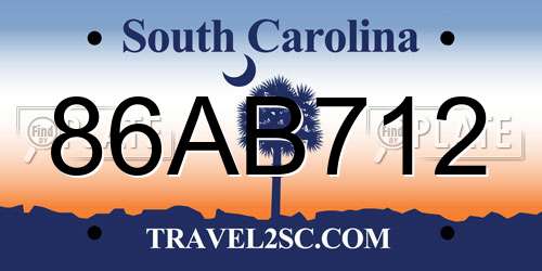 86AB712 South Carolina License Plate