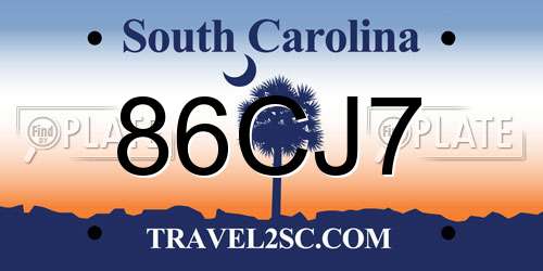 86CJ7 South Carolina License Plate
