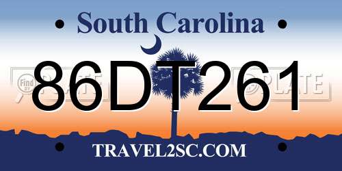 86DT261 South Carolina License Plate