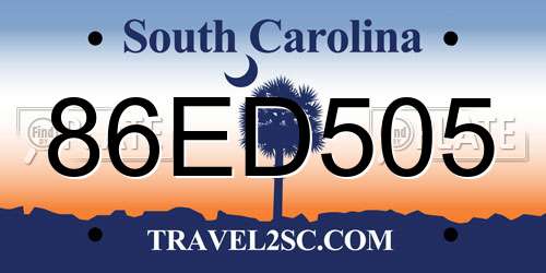 86ED505 South Carolina License Plate