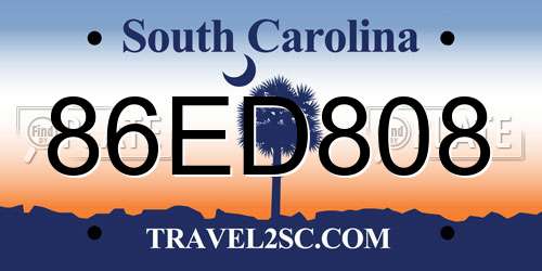 86ED808 South Carolina License Plate