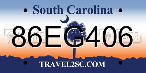 86EG406 South Carolina License Plate