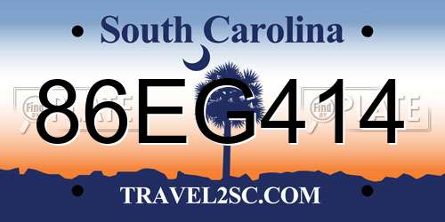 86EG414 South Carolina License Plate