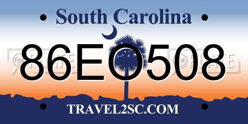 86EO508 South Carolina License Plate