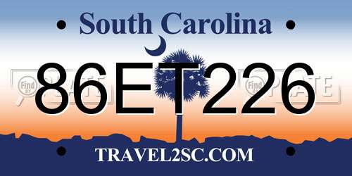 86ET226 South Carolina License Plate