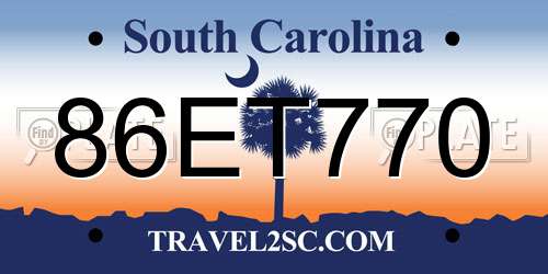 86ET770 South Carolina License Plate