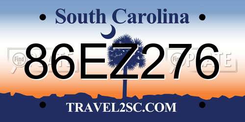 86EZ276 South Carolina License Plate